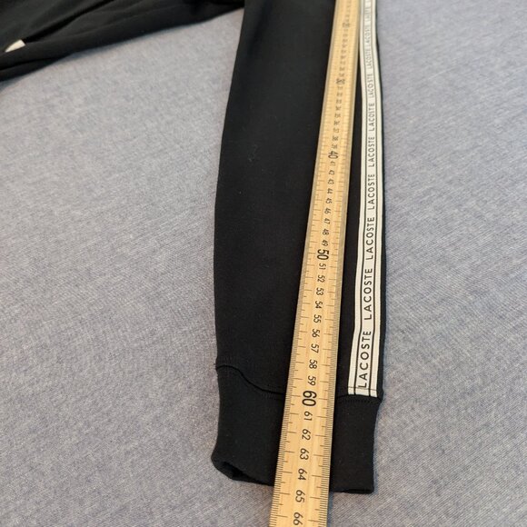 Lacoste Women's Zip-Up Black Sweatshirt with White Bands on Sleeves - Size 38 - Picture 8 of 12